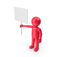 Red Stickman With Banner PNG & PSD Images