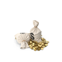 Money Bags On A Pile Of Coins PNG & PSD Images