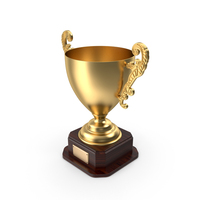 Gold Cup With Wooden Pedestal PNG & PSD Images