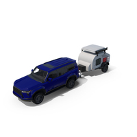 Modern SUV With Camping Trailer PNG & PSD Images