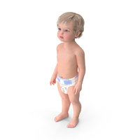 Boy Aged 1 Year In Diaper Standing Pose PNG & PSD Images