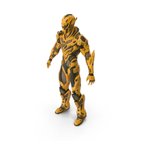 Sci-Fi Combat Robot Yellow PNG & PSD Images