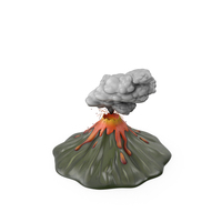Stylized Erupting Volcano Green PNG & PSD Images