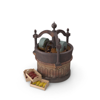 Antique Cocoa Grinder With Cacao Fruits And Beans PNG & PSD Images
