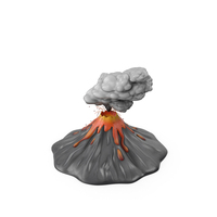 Stylized Erupting Volcano Gray PNG & PSD Images