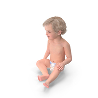 Boy Aged 1 Year In Diaper Sitting Pose PNG & PSD Images