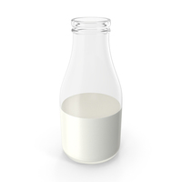 Milk In Glass Bottle Small Half Open PNG & PSD Images