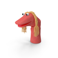 Sock Puppet Character Pink Girl Smiling Pose PNG & PSD Images