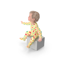 Toddler Aged 1 Year In Pajamas Sitting Pose PNG & PSD Images