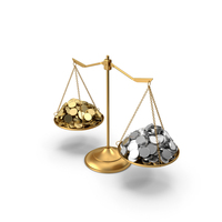 Balancing Scales With Gold And Silver Coins PNG & PSD Images