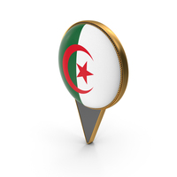 Flag Of Algeria Dual Side Location Pin PNG & PSD Images
