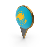 Flag Of Kazakhstan Dual Side Location Pin PNG & PSD Images