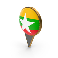 Flag Of Myanmar Dual Side Location Pin PNG & PSD Images