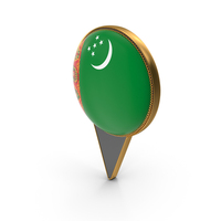 Flag Of Turkmenistan Dual Side Location Pin PNG & PSD Images