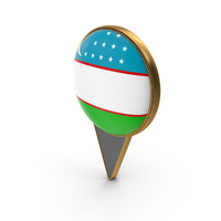 Flag Of Uzbekistan Dual Side Location Pin PNG & PSD Images