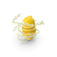 Sliced ​​Lemon With Splashes Of Juice PNG & PSD Images