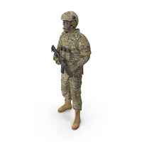 Soldier In Green Tactical Gear With Rifle Standing PNG & PSD Images