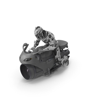 Futuristic Robot On Concept Motorcycle PNG & PSD Images