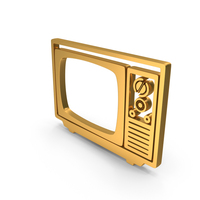 Retro Tv Icon Gold PNG & PSD Images