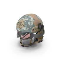 Tactical Gear Helmet Grey Camo With Goggles PNG & PSD Images