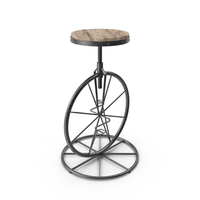 Vintage Industrial Charles Bicycle Wheel Barstool With Wooden Seat PNG & PSD Images
