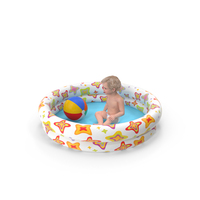 Baby Boy In An Inflatable Pool With Ball PNG & PSD Images