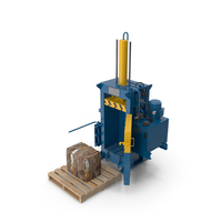 Bailing Machine Blue With Cardboard Briquette PNG & PSD Images