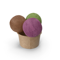 Multicolored Ice Cream Balls In Cardboard Cup PNG & PSD Images