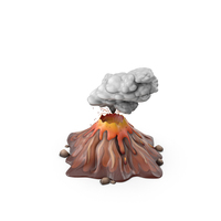 Brown Stylized Erupting Volcano With Lava And Smoke PNG & PSD Images