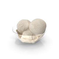 Ice Cream Vanilla Balls In Glass Bowl PNG & PSD Images