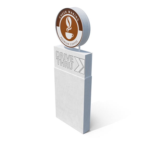 Round Coffee Shop Drive Thru Signage PNG & PSD Images