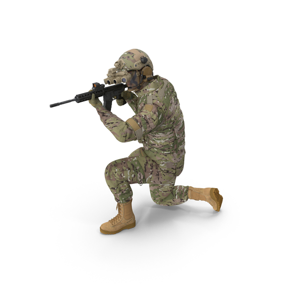 Soldier In Green Camo With Night Vision Aiming PNG & PSD Images