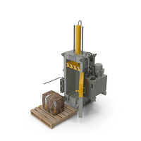 Bailing Machine Grey With Cardboard Briquette PNG & PSD Images