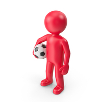 Red Stickman With Soccer Ball PNG & PSD Images