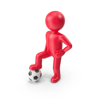 Red Stickman with Soccer Ball PNG & PSD Images