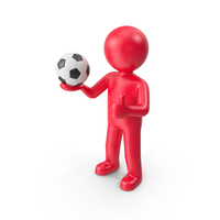Red Stickman With Soccer Ball PNG & PSD Images