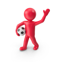 Red Stickman With Soccer Ball PNG & PSD Images