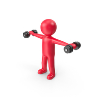 Red Stickman With Dumbbells PNG & PSD Images