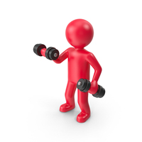 Red Stickman With Dumbbells PNG & PSD Images