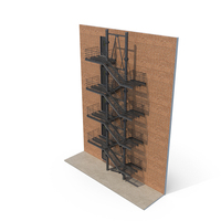 Fire Escape Black With Brick Wall Of House PNG & PSD Images