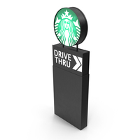 Round Starbucks Drive Thru Signage Light On PNG & PSD Images