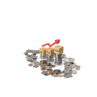 Inflation Arrow Graph With Coins PNG & PSD Images