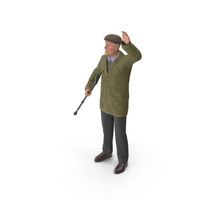 Waving Old Man with Stick PNG & PSD Images