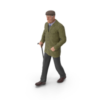 Walking Old Man with Stick PNG & PSD Images