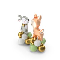 Deer And Bunny Inflatable Foil Balloon Composition PNG & PSD Images