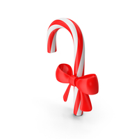 Candy Cane With Bow 3d Icon PNG & PSD Images