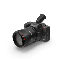 Cinema Camera Blackmagic Design 6K Pro Light On With Lens PNG & PSD Images