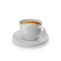 Latte Art Coffee Cup On Saucer PNG & PSD Images