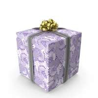 Wrapped Gift Box with Bow Floral Pattern PNG & PSD Images
