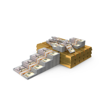 Dollar Lots Gold With Money Steps PNG & PSD Images